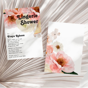 Invitation Floral coloré gras   Douche Lingerie