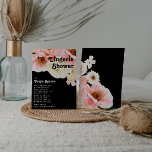 Invitation Floral coloré gras   Douche Lingerie Noire