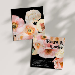 Invitation Floral coloré gras   Mariage Carré noir