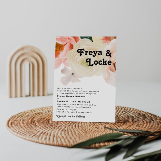 Invitation Floral coloré gras | Mariage traditionnel (Créateur téléchargé)