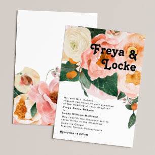 Invitation Floral coloré gras   Mariage traditionnel