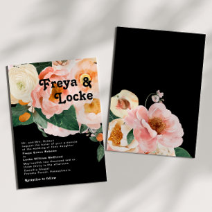 Invitation Floral coloré gras Mariage traditionnel noir