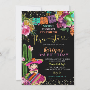 Invitation Floral coloré mexicain Trois-esta 3e anniversaire