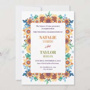 Invitation Floral coloré, Tropical, Été, Mariage animé
