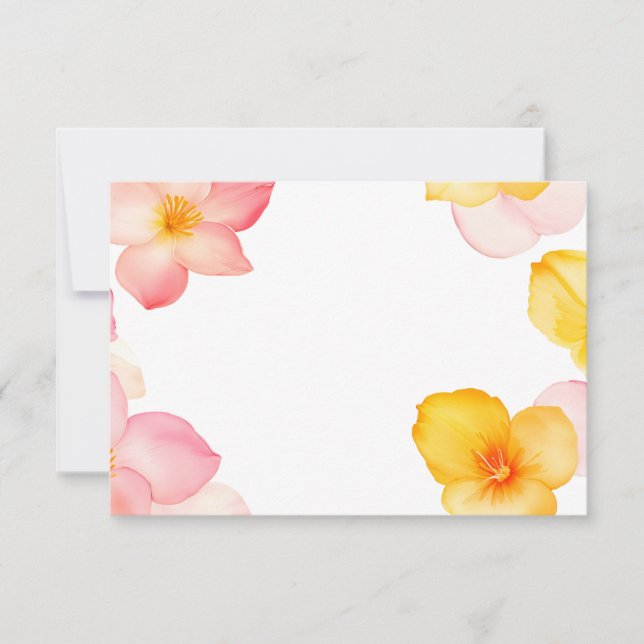Invitation Floral Corner Frame Pink and Yellow Flowers PNG (Devant)