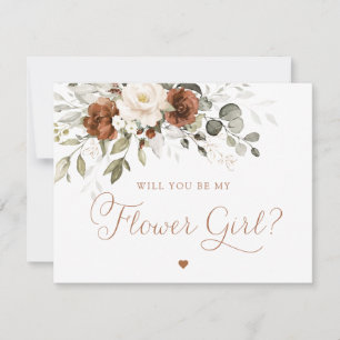 Invitation Floral Crème rouille Vert Fleur Fille Mariage