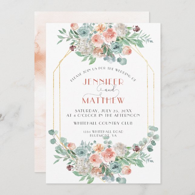 Invitation Floral d'abricot en fleurs | (Devant / Derrière)