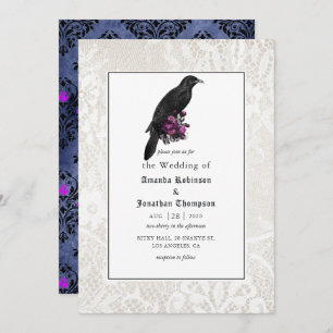 Invitation Floral Damask et dentelle Mariage gothique