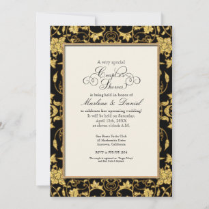 Invitation Floral Damask Parties scintillant Gold Elegant Cou