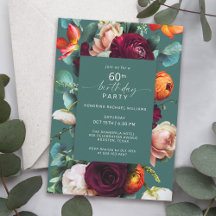Floral d'automne moderne Turquoise 60e fête d'anni