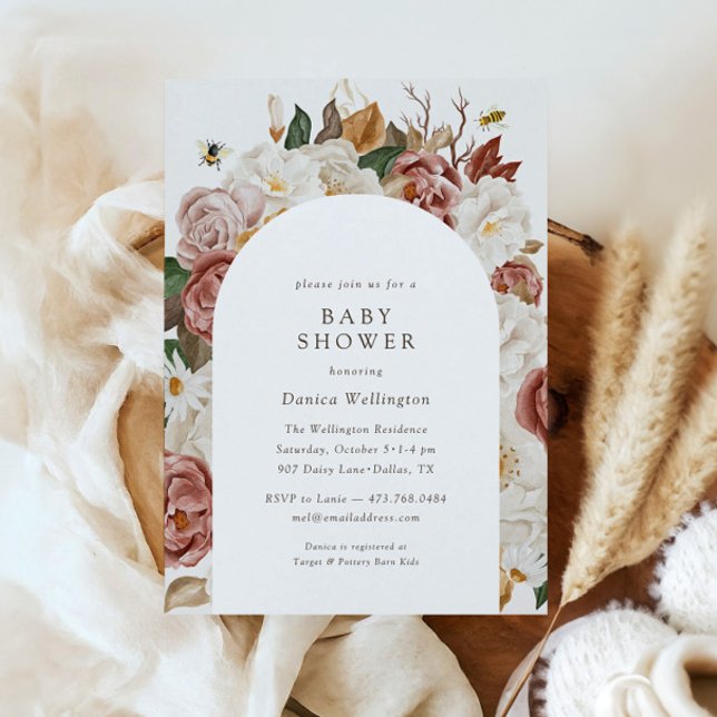 Invitation Floral d'automne rustique | Baby shower Boho Water (Créateur téléchargé)