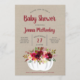 Invitation floral de baby shower de citrouille de