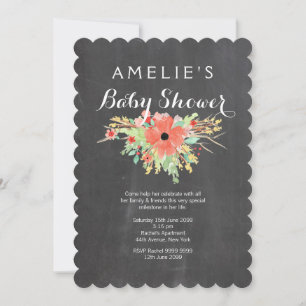 Invitation floral de baby shower de guirlande de