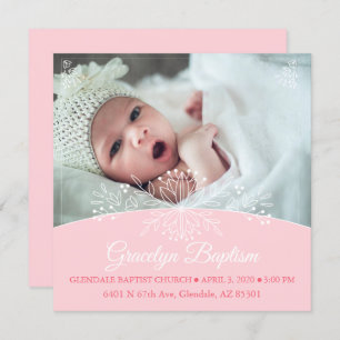 Invitation floral de Baptême fille