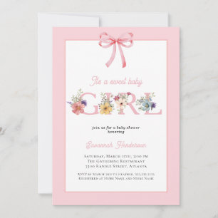 Invitation Floral de Bow rose C'est un Baby shower de fille