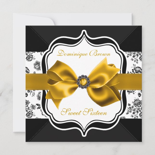 Invitation floral de damassé avec l'arc d'or (Devant)