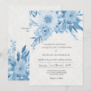 Invitation Floral de dentelle blanche blanche de la marine Ma