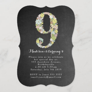 Invitation floral de fête d'anniversaire de filles