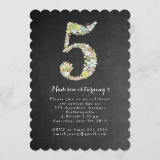 Invitation floral de fête d'anniversaire de filles