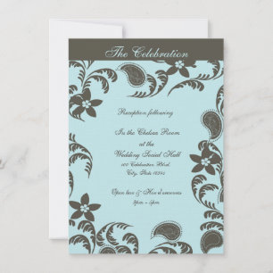 Invitation Floral de Paisley bleu et Brown
