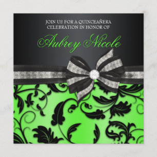 Invitation Floral De Quinceañera Avec Un Bow Bijou