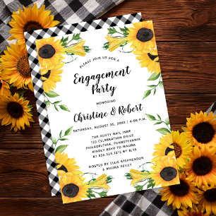 Invitation Floral de tournesol de Boho   Green Engagement Par