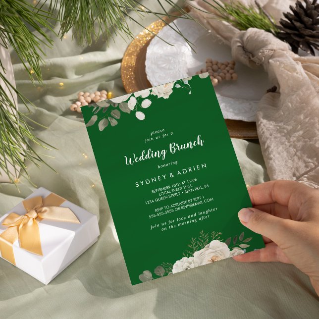 Invitation Floral d'hiver |Invitation à Brunch Mariage vert (Créateur téléchargé)