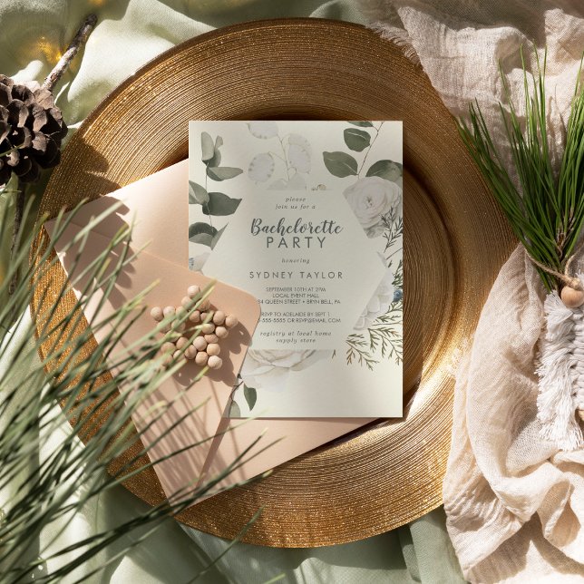Invitation Floral d'hiver | Ivory Bachelorette Party (Créateur téléchargé)