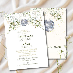 Invitation Floral Disco Ball Elegant Chic Mariage Repétition