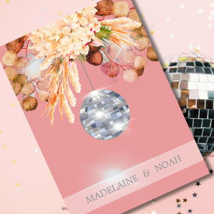 Invitation Floral Disco Ball Élégante Mariage rose