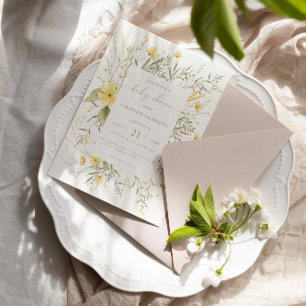 Invitation Floral d'or BABY SHOWER FLEUR SAUVAGE