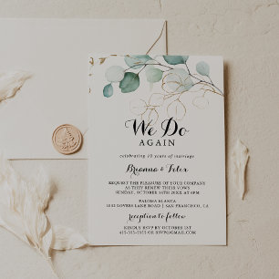 Invitation Floral D'Or Rustique Nous Refaisons Vow Renouvelle