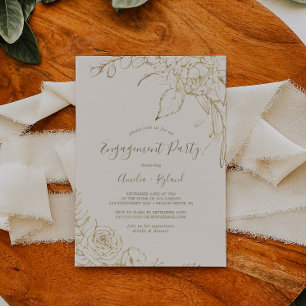 Invitation Floral doré   Cream et Gold Engagement Party
