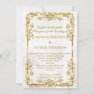 Invitation Floral doré   Mariage Décontracté Gold Foil Cream