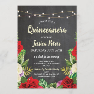 Invitation floral du Parti Quinceanera Chalk Red R