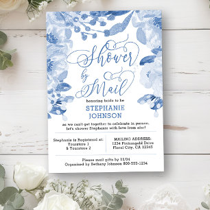 Invitation Floral Dusty Blue Fête des mariées virtuelle par c