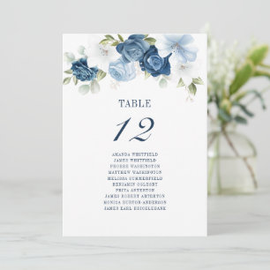 Invitation Floral Dusty Blue Table Numéro 12 Siège Mariage