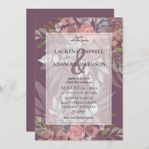 Invitation Floral Dusty Burgundy Ampersand Mariage