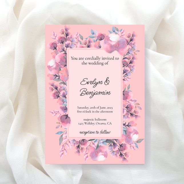 Invitation Floral Dusty mariage Rose (Créateur téléchargé)