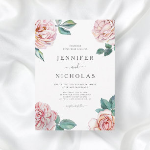 Invitation Floral Dusty Rose Blush Pink Peonies Mariage