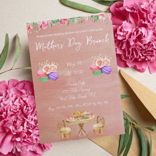 Invitation Floral Dusty Rose Fête des Mères Brunch