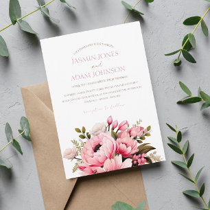 Invitation Floral Dusty rose Fleur sauvage Jardin d'été maria