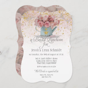 Invitation Floral Dusty Rose Gold Élégant déjeuner nuptial