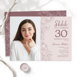 Invitation Floral Dusty rose Surprise Photo 30e anniversaire<br><div class="desc">Floral rose et mauve surprise 30e anniversaire invitation fête avec votre photo sur le devant de la carte. Design moderne élégant avec accents de dessin botanique et police de script de typographie. Carte invitation simple et tendance, parfaite pour une célébration anniversaire élégante. Peut être customisé à n'importe quel âge. Invitations...</div>
