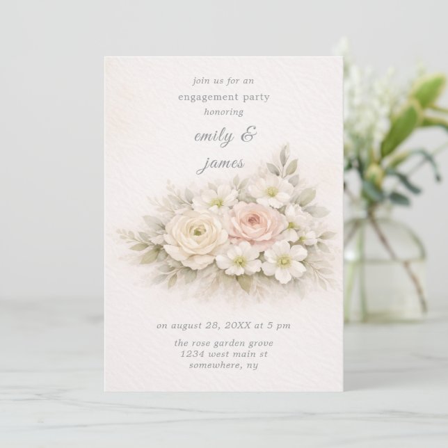 Invitation Floral Editorial Bouquet Engagement Party (Debout devant)