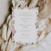 Floral Elegance Pink Green Frame Wedding