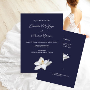 Invitation Floral élégant de Magnolia blanc sur Mariage de ma