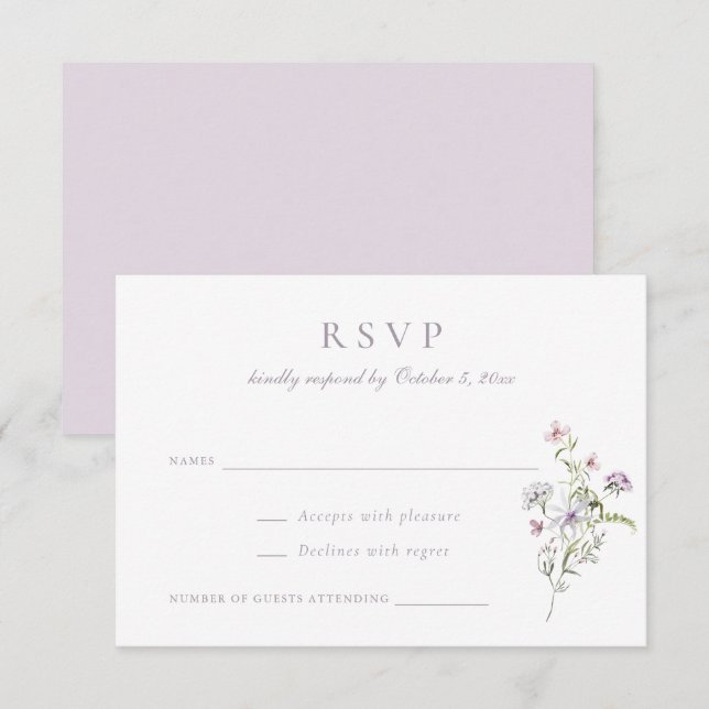 Invitation Floral Elegant Fleur sauvage Blush Rose Wedding RS (Devant / Derrière)
