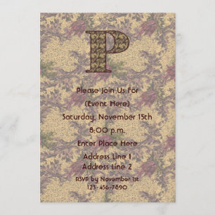 Invitation floral élégant initial du monogramme P