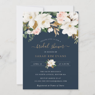 Invitation Floral Elegant Magnolia Blush Fête des mariées mar
